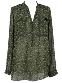 Dámská khaki vzorovaná šifonová halenka C&A