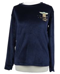 Dámske tmavomodré plyšové pyžamové tričko s Yodou