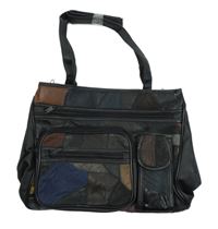 Dámska čierno-farebná vzorovaná koženková crossbody kabelka