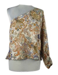 Dámska oranžová vzorovaná asymetrická blúzka Shein