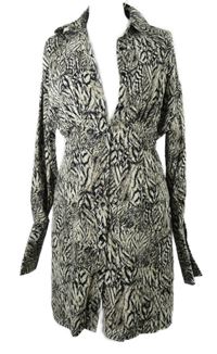 Dámske čierno-béžové vzorované košeľové šaty Voyelles