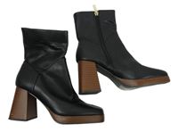 Dámské černé koženkové polokozačky na podpatku Primark vel. 37