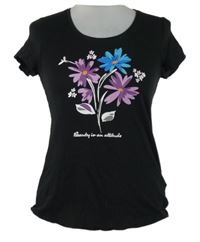 Dámske čierne tričko s kvetmi Ever.me
