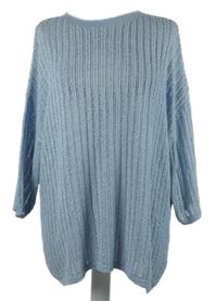 Dámský světlemodrý perforovaný volný svetr Mekstone 