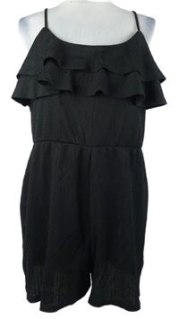 Dámský černý letní kraťasový overal s volánky Pimkie 