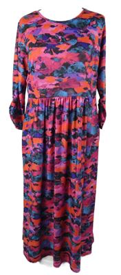 Dámská růžovo-fialovo-modré tónované midi šaty 