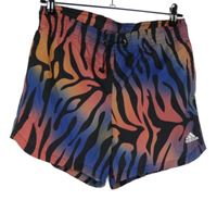 Dámské černo-modro-růžové vzorované sportovní kraťasy Adidas 