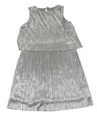 Stříbrné plisované šaty Yd.