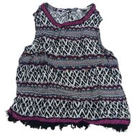 Bílo-černo-barevný vzorovaný crop top Candy couture 