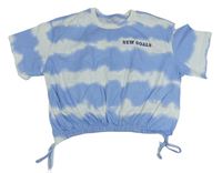 Modro-biele crop tričko s nápisom H&M