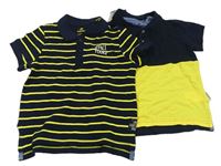 2x tmavomodro-žluté polo tričko Lupilu