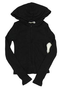 Čierna rebrovaná prepínaci crop mikina s kapucňou zn. H&M