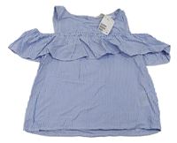 Modro-bílá pruhovaná halenka s volánkem H&M