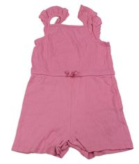 Ružový rebrovaný kraťasový overal Primark