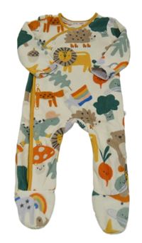 Bílý fleecový overal se zvířátky George