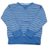 Modro-biely melírovaný sveter s prúžkami