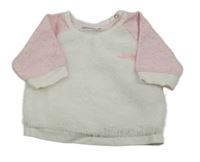 Bielo-ružová chlpatá mikina s fľakmi zn. Ergee