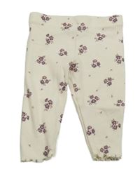Smotanové rebrované legíny s kvietkami F&F