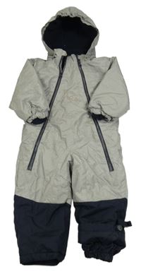 Světlešedo-černé šusťáková zimní kombinéza s dinem a kapucí Lupilu