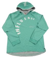 Tyrkysová mikina s nápisom a kapucňou S. Oliver