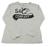 Svetlosivé melírované tričko s nápisom Tom Tailor