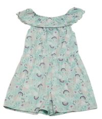 Mint kraťasový overal s potiskem a jednorožci