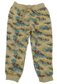 Béžovo-hnědo-modré vzorované tepláky Primark