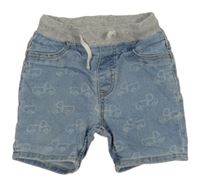 Svetlomodré rifľové kraťasy s autami a úpletovým pasom H&M