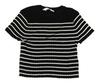 Čierno-biele pruhované pletené tričko H&M