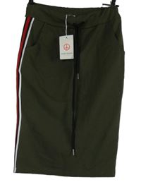 Nové - Dámska khaki midi sukňa s pruhmi Melé Beach