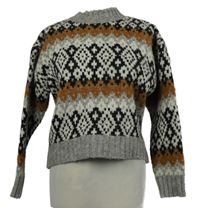 Dámsky čierno-bielo-hnedý vzorovaný crop sveter Primark