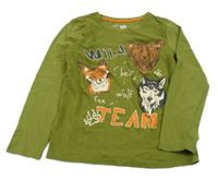 Zelené triko se zvířaty a nápisy Little kids