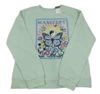 Nové - Světlezelená mikina s motýlem Primark