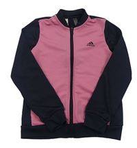 Tmavomodro-růžová sportovní propínací mikina s logem Adidas