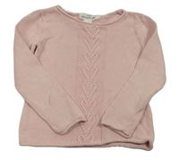 Svetloružový sveter so srdiečkami H&M
