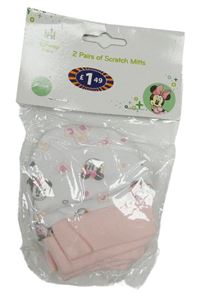 2x bílo-růžové bavlněné rukavice s Minnie Disney