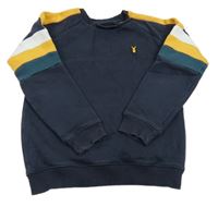 Tmavomodro-oranžová mikina s nášivkou Next