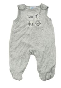 Šedé melírované sametové žebrované dupačky s obrázkami Topomini