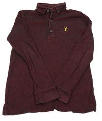 Vínové melírované polo triko Next