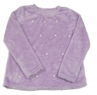 Lila chlupatá mikina s perlami 