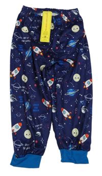 Nové - Tmavomodré pyžamové kalhoty s planetami
