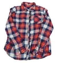 Červeno-tmavomodro-biela kockovaná blúzka H&M