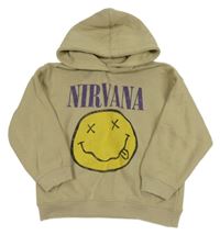 Béžová mikina so smajlíkom a kapucí - NIRVANA Primark