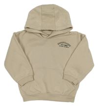 Světlebébéžová mikina s nápisom a kapucňou