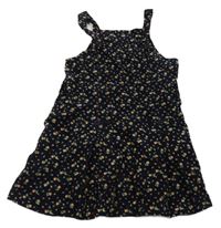 Tmavomodré kvetované menšestrové šaty