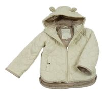 Smetanová šusťáková prošívaná zateplená bunda s kapucí River Island