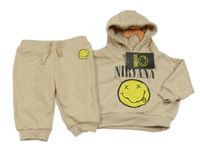 Nové - 2set - Béžová tepláková souprava se smajlíkem - NIRVANA
