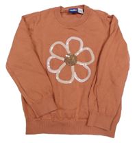 Broskvový sveter s kvietkom Lupilu