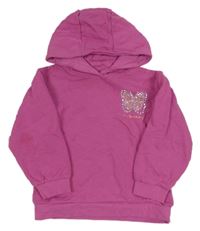 Fuchsiová mikina s motýlem z kamínků a kapucňou John Lewis