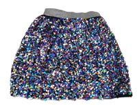 Čierno-modro-ružová flitrová sukňa George